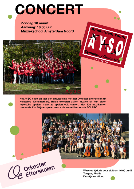 Aankondiging concert
zondag 10 maart, aanvang 16:00 uur
Muziekschool Amsterdam Noord